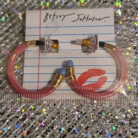 Betsey Johnson Pink Pencil Bracelet and Earring Set - Picture 3 of 6